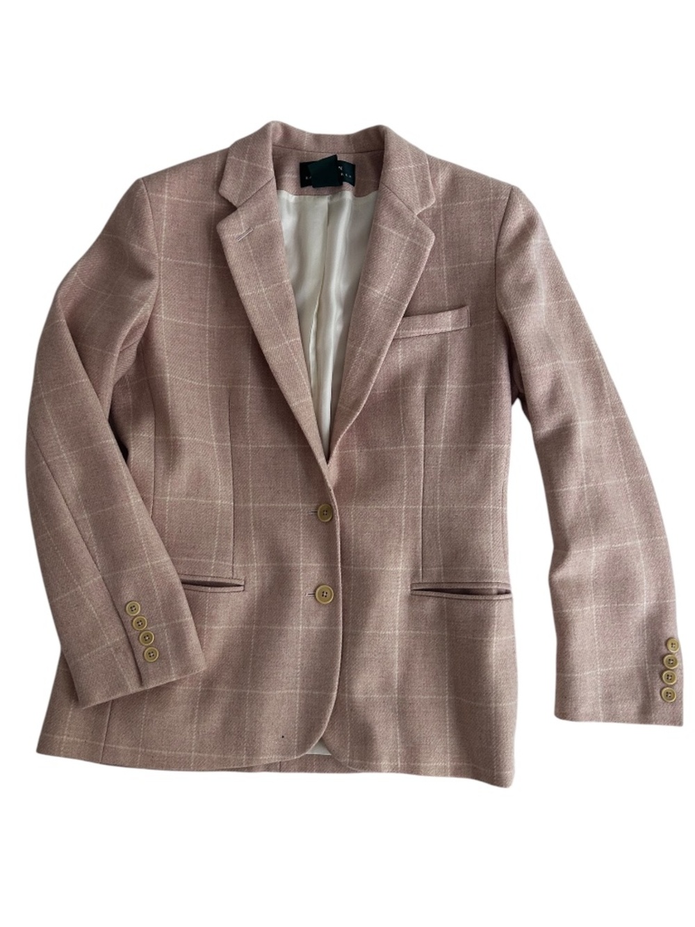 Ralph Lauren pastel pink window pane plaid wool blazer jacket 8
